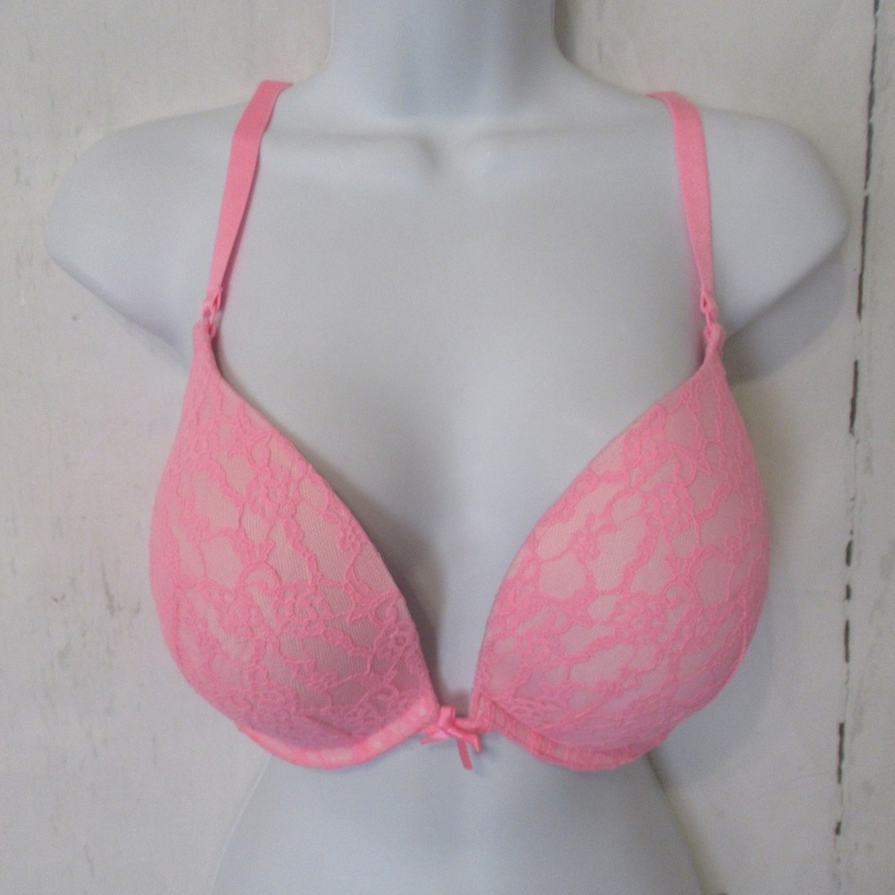 Victorias‎ Secret Bra 36DD Pink Lace Push Up Underwire Back Closure